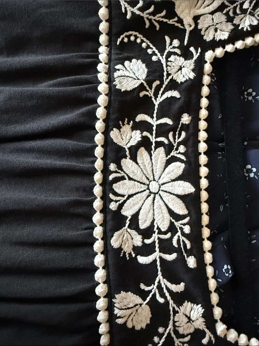 kate spade Black Top with White Floral Embroidery